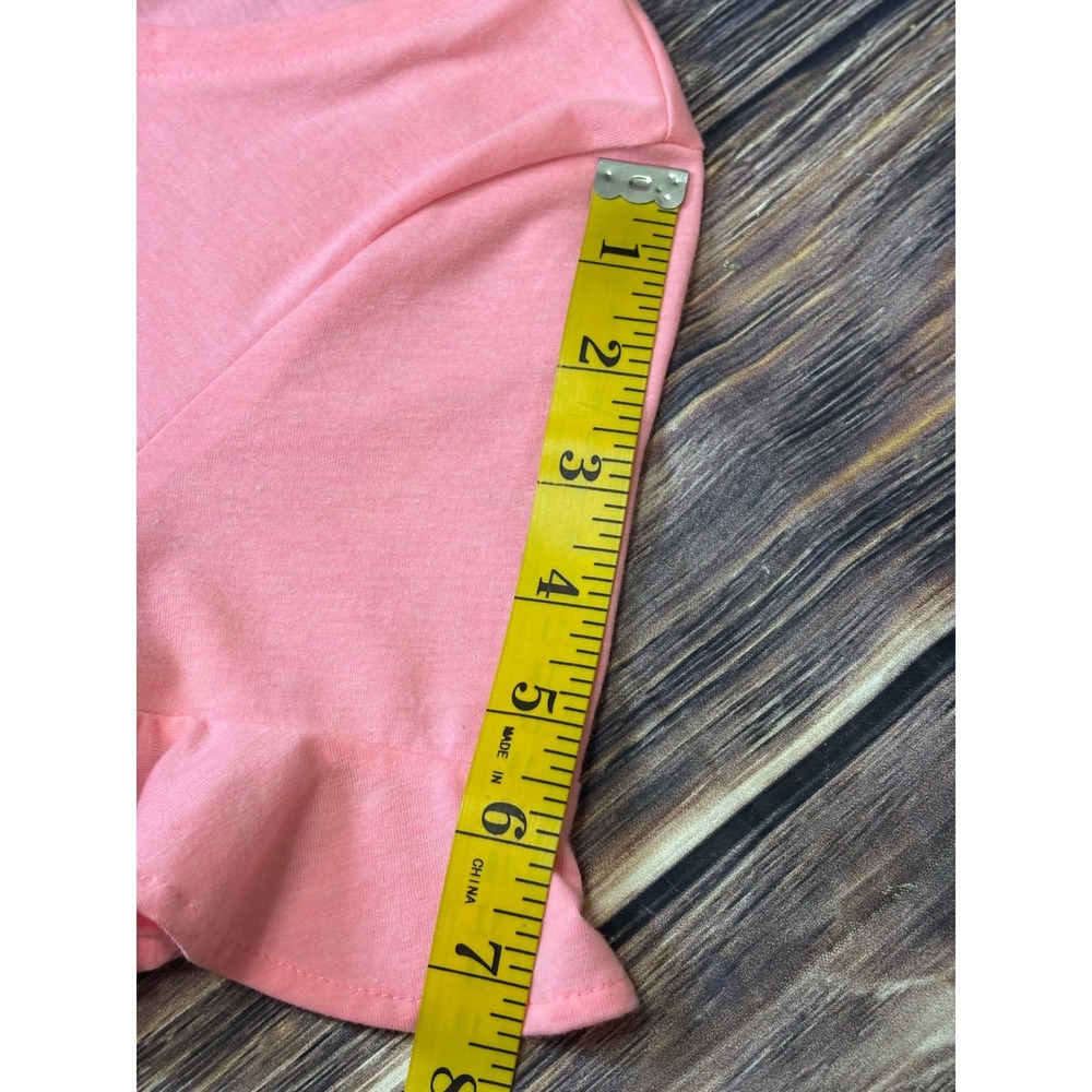 Lilly Pulitzer T-Shirt Womens Small Pink Slub Knit Ruffle Sleeve Scoop Neck - Picture 8 of 12